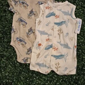 Carter's Baby Rompers with Whale and Vehicle Prints